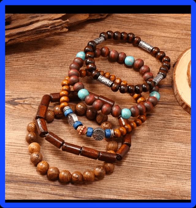 Natural Wooden Beaded Bracelet Set | Fashion & Accessories
