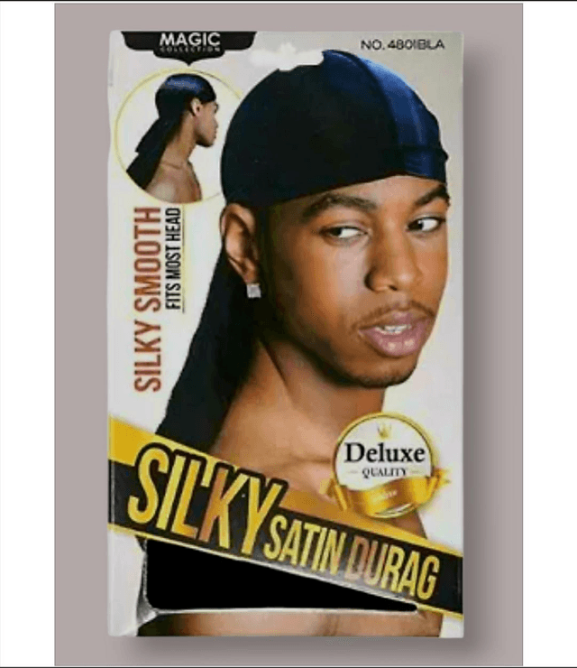 Magic Collection Silky Satin Durag – Black | Hair Styling & Protection

