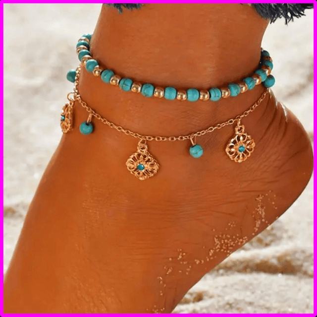 Layered Pearl Anklet Set – Beachy & Elegant | Foot Jewellery

