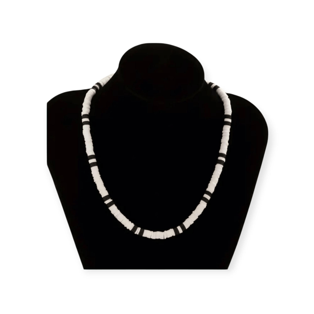 White & Black Beaded Necklace – Unisex Style | Fashion Jewellery


