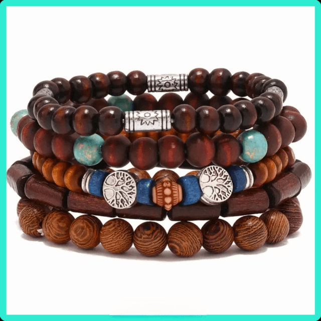 Natural Wooden Beaded Bracelet Set | Fashion & Accessories
