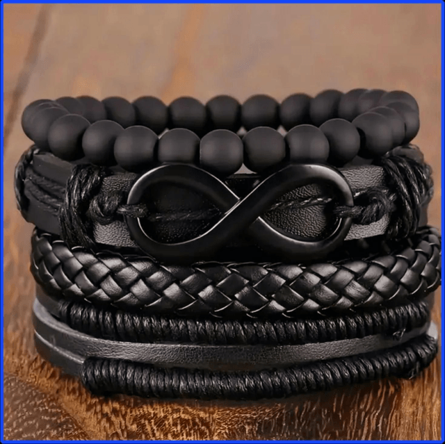 Men’s Black Multi-Layer Infinity Bracelet Set | Fashion & Accessories

