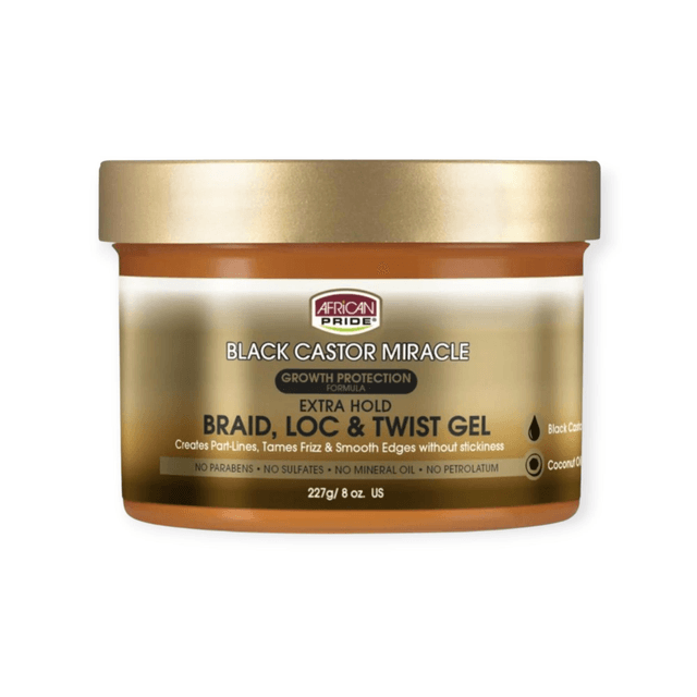 African Pride Black Castor Miracle Braid, Loc & Twist Gel – Extra Hold 227g | Haircare