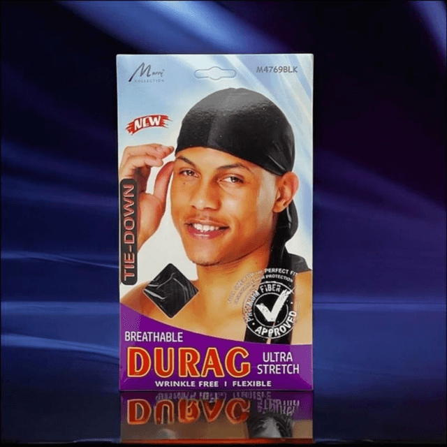 Murry Collection Tie Down Ultra Stretch Durag – Black | Hair Styling &amp; Protection


